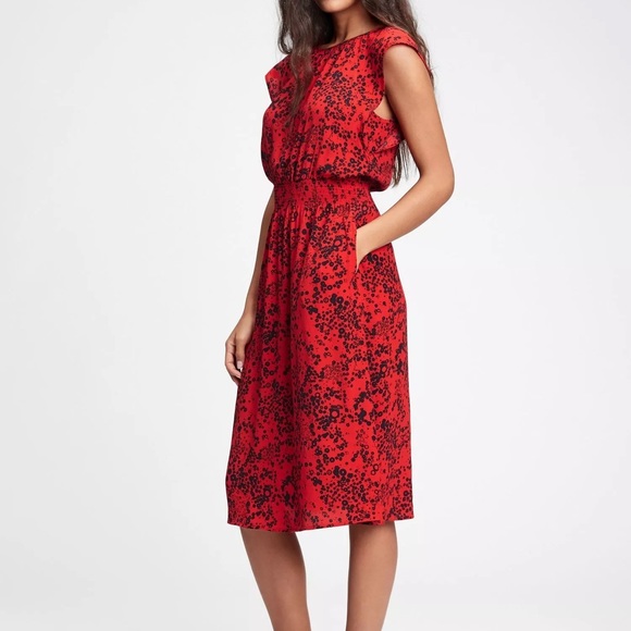 Gap Smocked Flutter Sleeve Midi Dress 